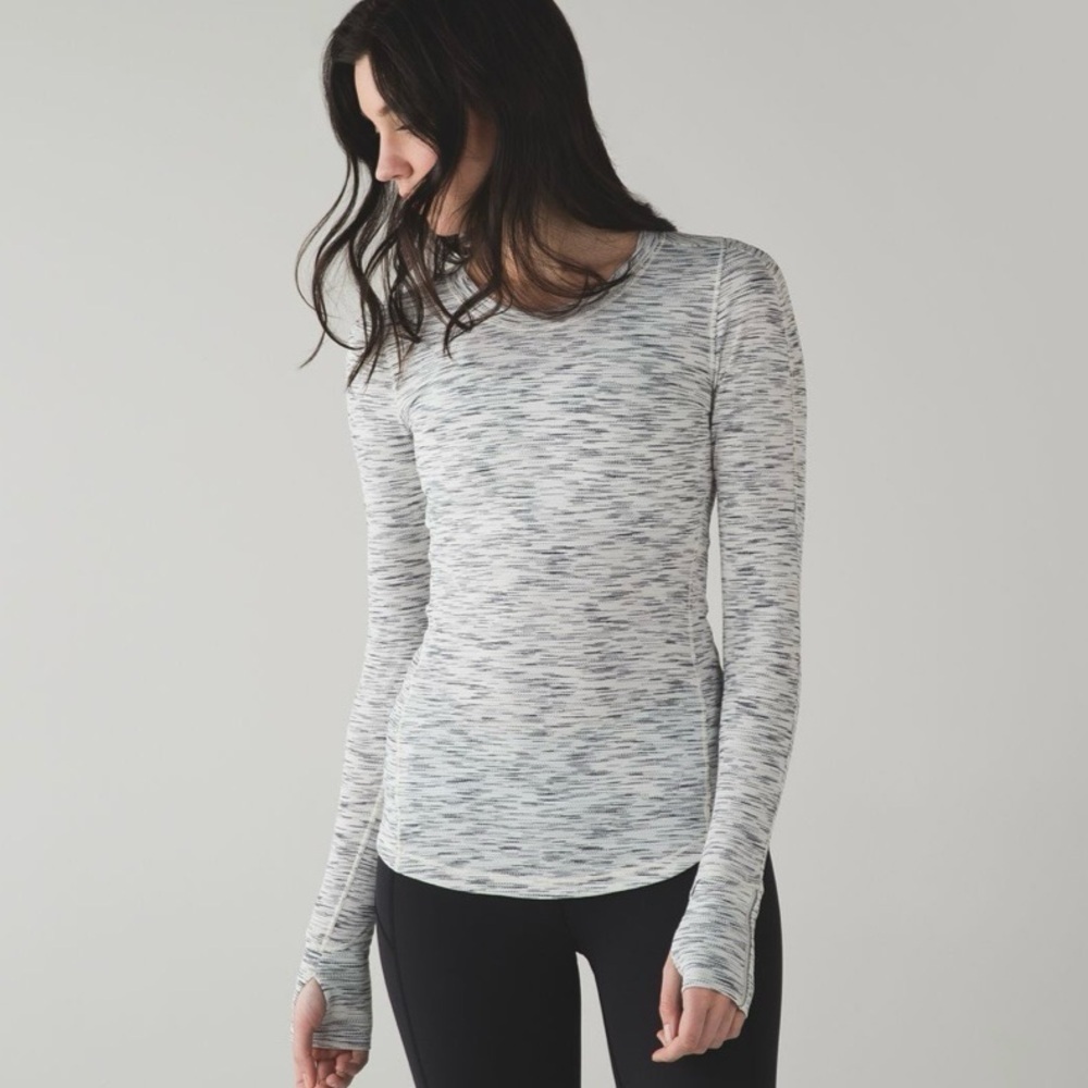 Lululemon 5 Mile Long Sleeve, Tiger Space Dye Black White